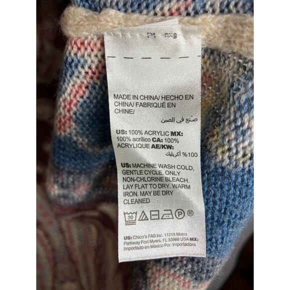 Chico's Women's SP Small Petite Open Front Multicolor Paisley Boho Sweater - Picture 6 of 8
